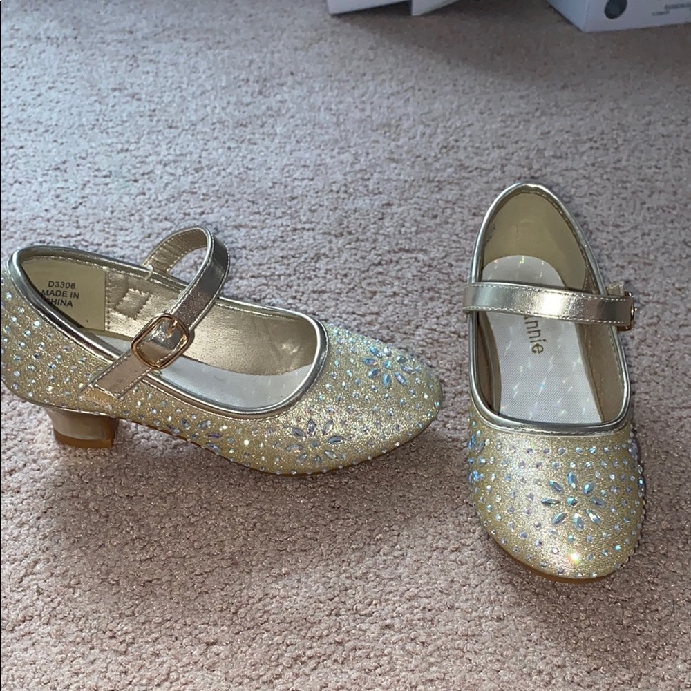 Gold Glitter Kids Heels